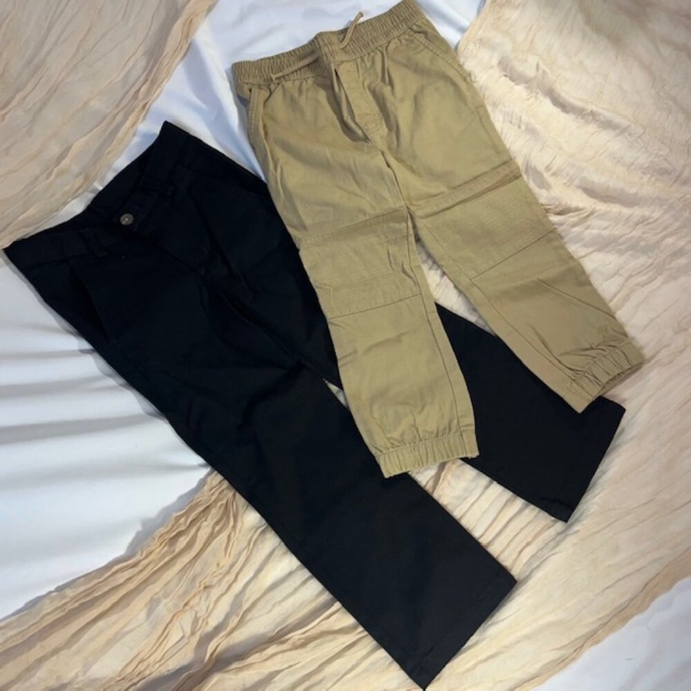 2 Pair Boys Pants - Size 4T  Khaki/Garanimals  Black/Chaps School Uniform Wear‎